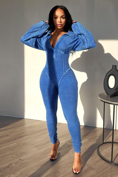 Baddie | Mineral Washed Corset Jumpsuit