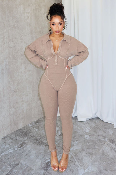 Baddie | Mineral Washed Corset Jumpsuit