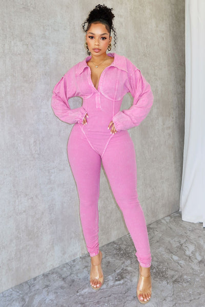 Baddie | Mineral Washed Corset Jumpsuit