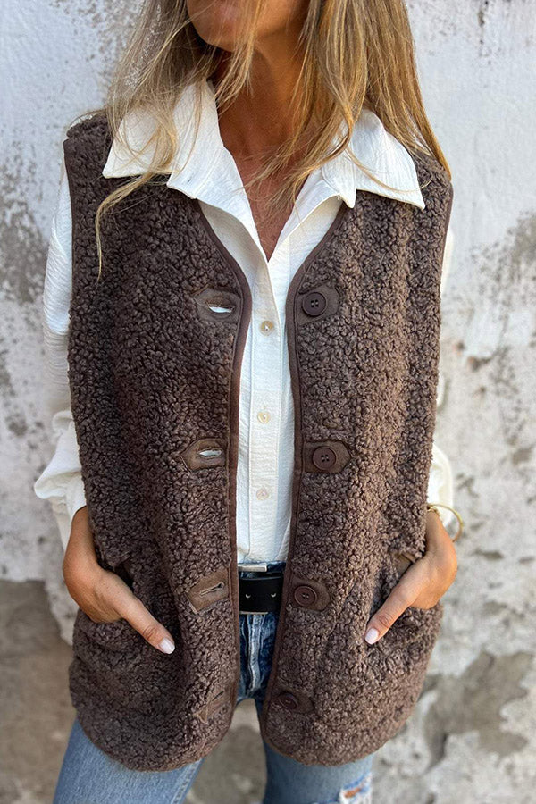 Odette | Teddy Button Gilet