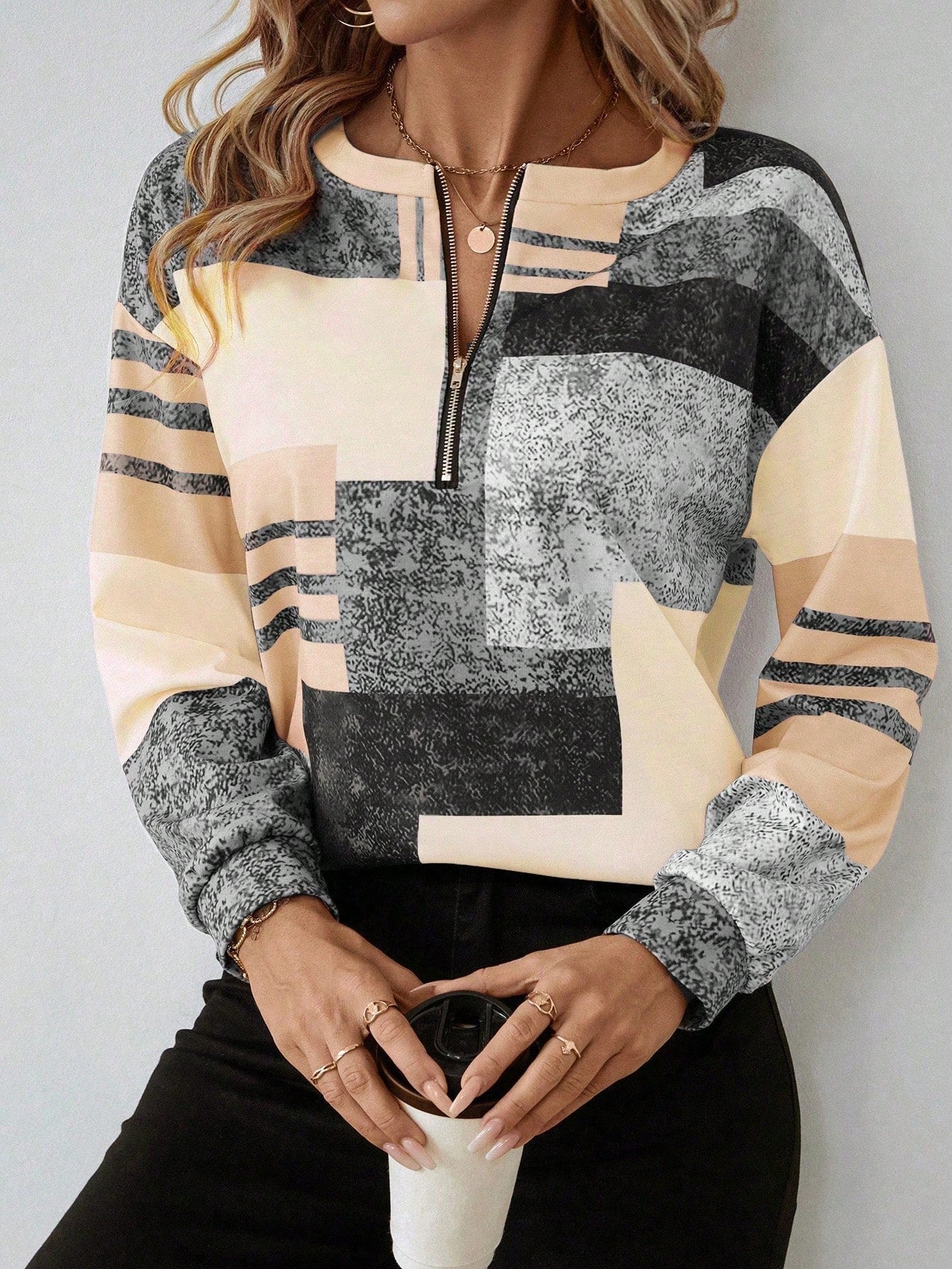 Aria | Abstract Zip Pullover