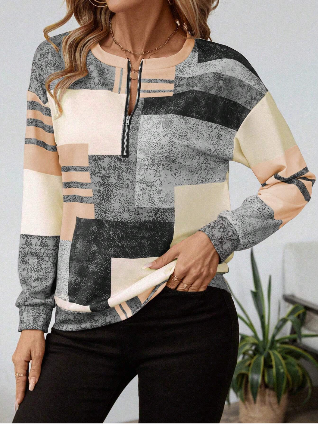 Aria | Abstract Zip Pullover