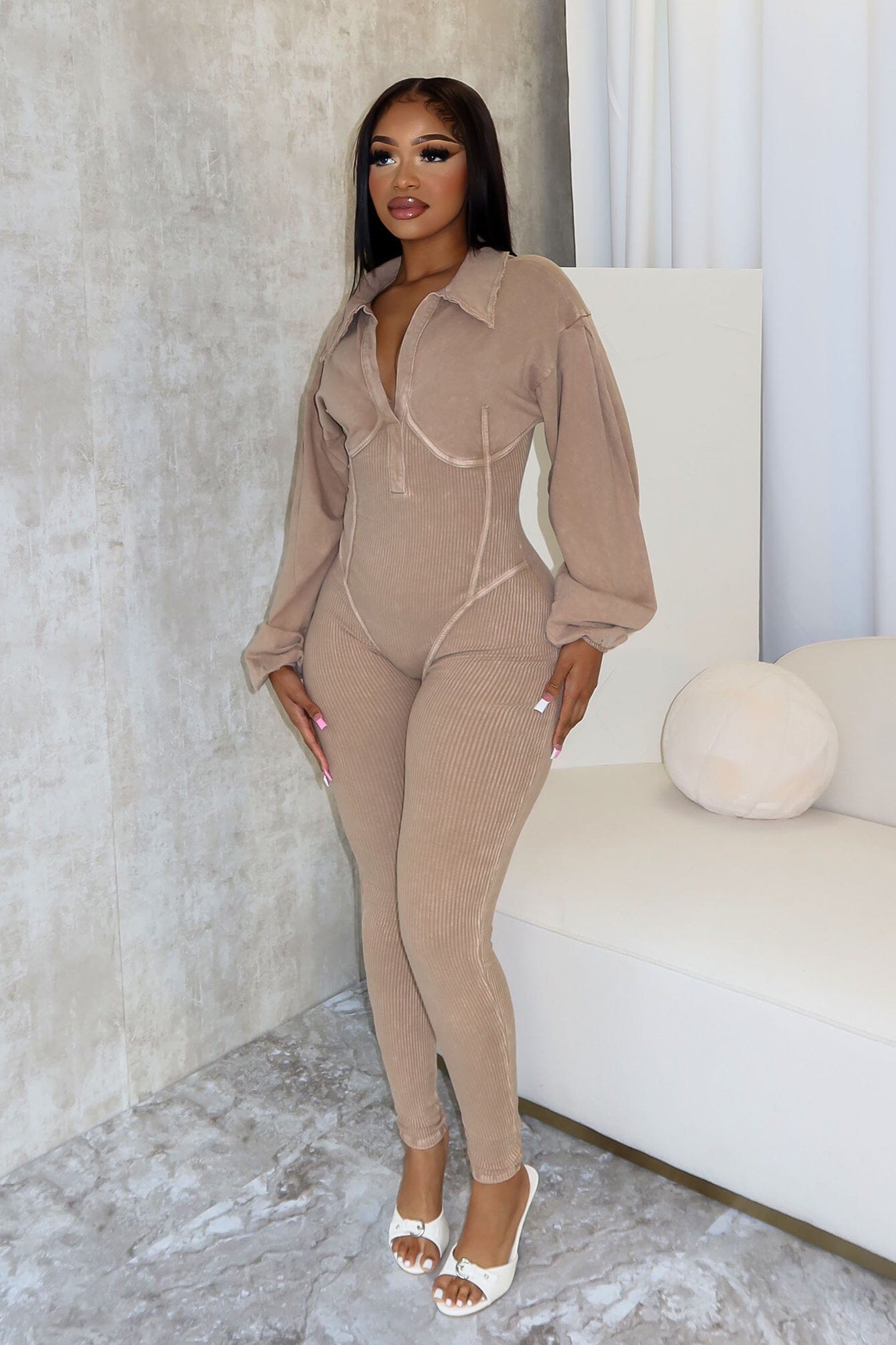 Baddie | Mineral Washed Corset Jumpsuit