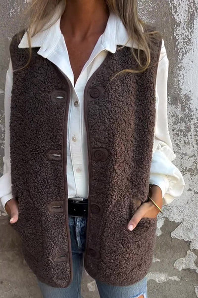 Odette | Teddy Button Gilet