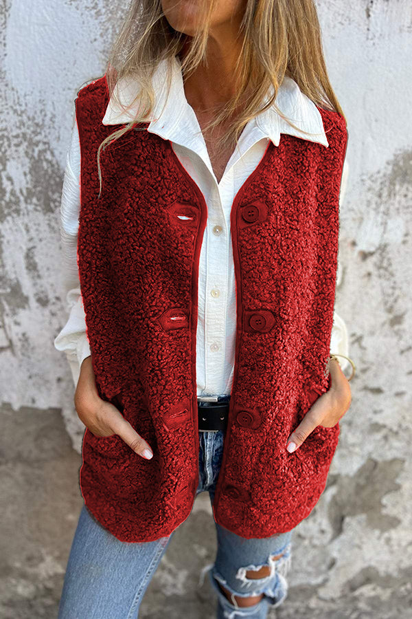 Odette | Teddy Button Gilet